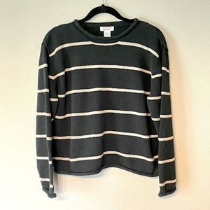 Christopher and Banks Green and Cream 55% Ramie and 45% Cotton Sweater. Size XL.